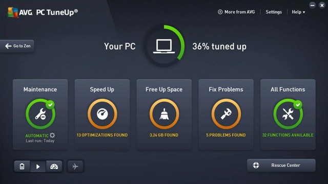 AVG TuneUp - meilleur nettoyeur de registre