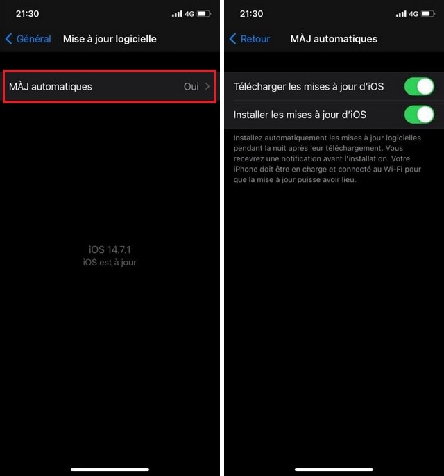 Activer les mises à jour automatiques sur iPhone