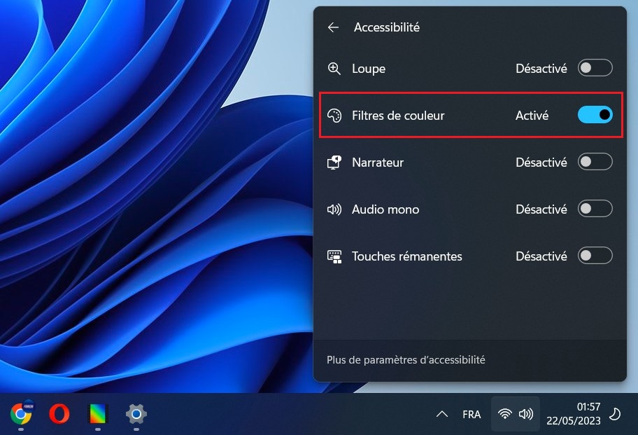 Utiliser les filtres de couleur dans Windows 11