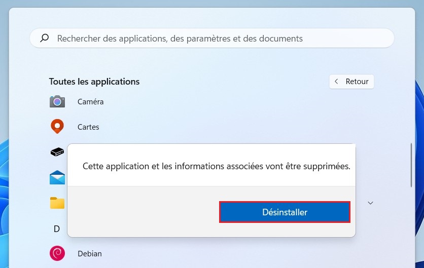 Désinstaller un logiciel ou application