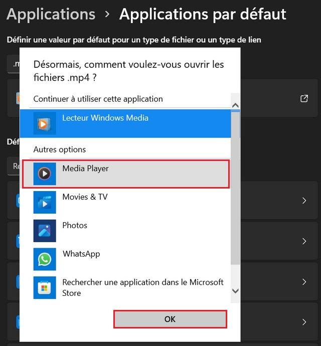 Modifier les applications par défaut dans Windows 11