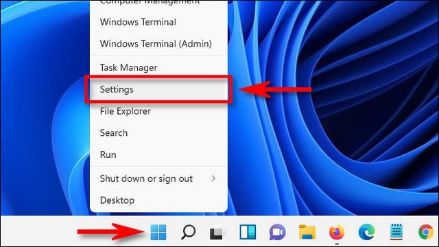 Option Paramètres de Windows 11