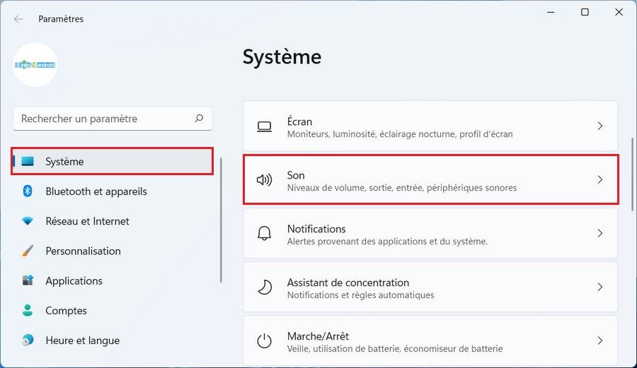 Paramètres de Windows 11