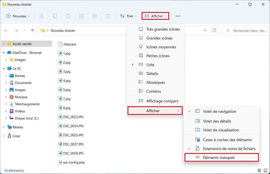 Afficher les fichiers cachés sur Windows 11
