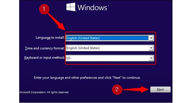 Choisir la langue à installer