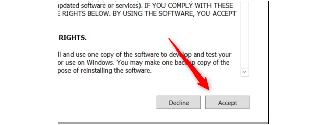 Cliquez sur le bouton Accepter