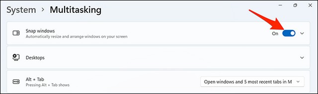 Désactiver les mises en page Snap