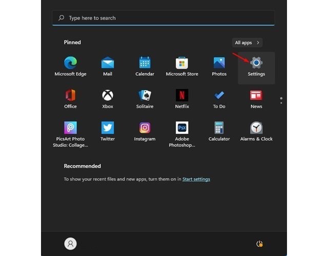 Ouvrer l'application Paramètres Windows 11