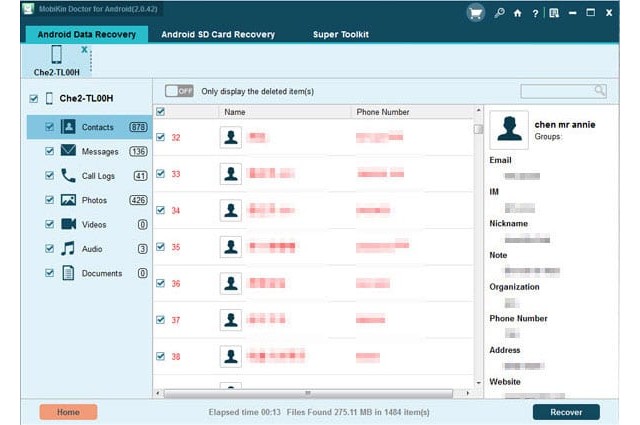 Récupérer des contacts supprimés