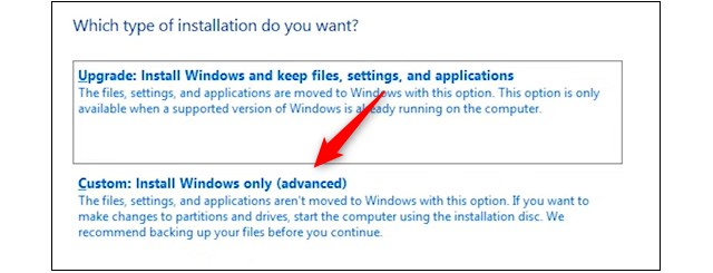 Sélectionner le type d'installation