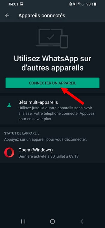 Appuyez sur l'option Connecter un appareil