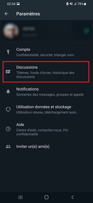 Appuyez sur l'option Discussions