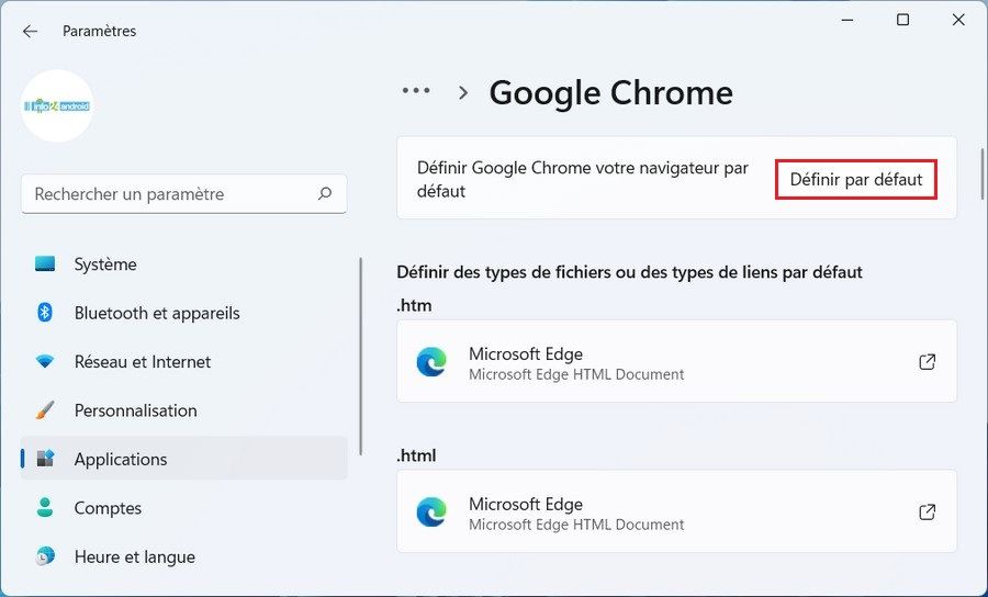 Changer le navigateur par défaut sur Windows 11