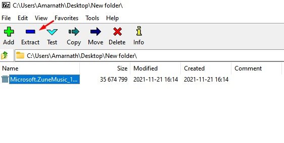 Cliquez sur Extraire