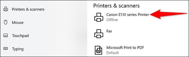 Cliquez sur l'imprimante