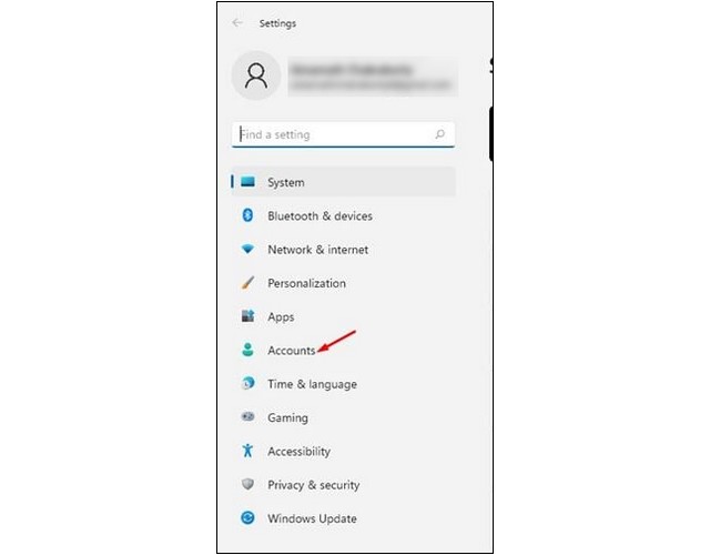 Cliquez sur l'option Comptes