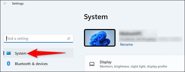 Cliquez sur l'option Système