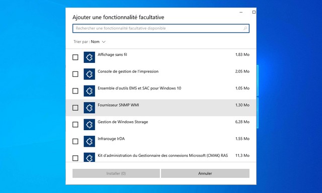 Comment ajouter des fonctionnalités facultatives dans Windows 10