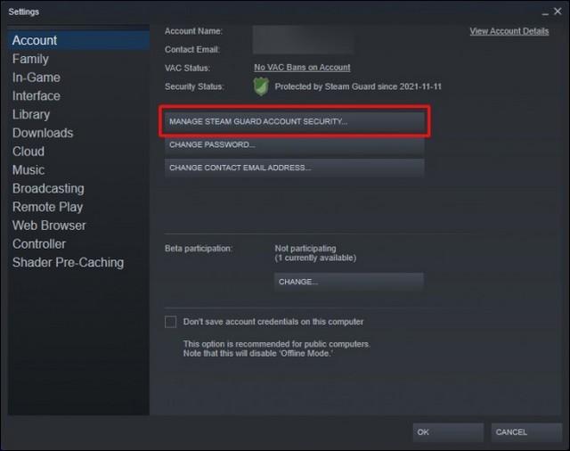 Gérer la sécurité du compte Steam Guard