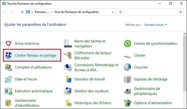 Ouvrez le Panneau de configuration