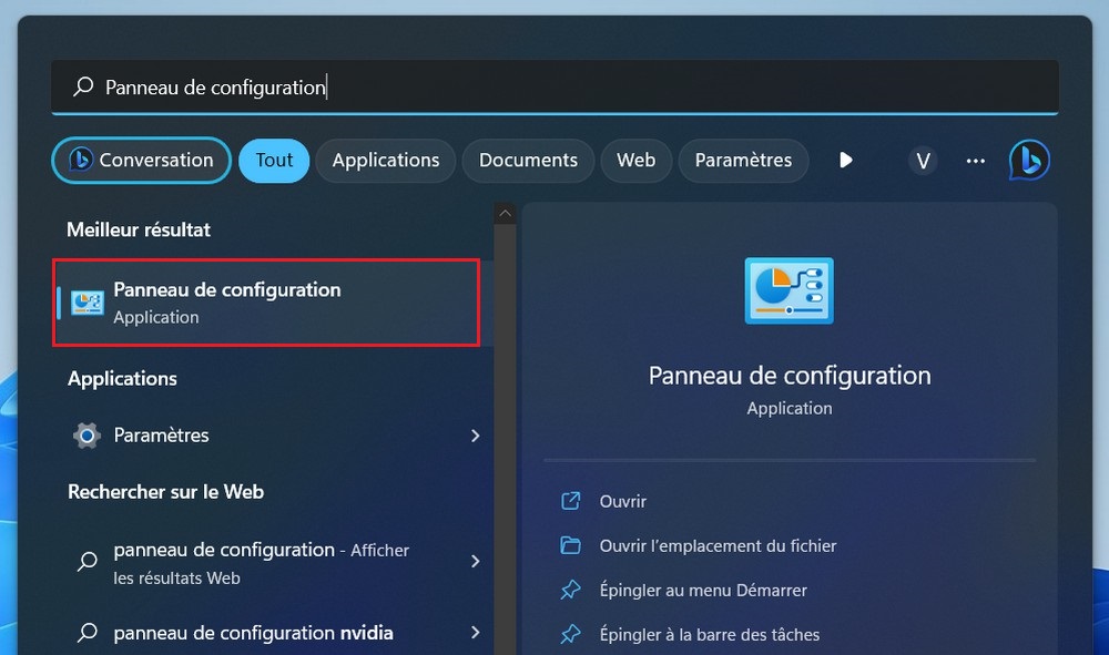 Ouvrez le Panneau de configuration