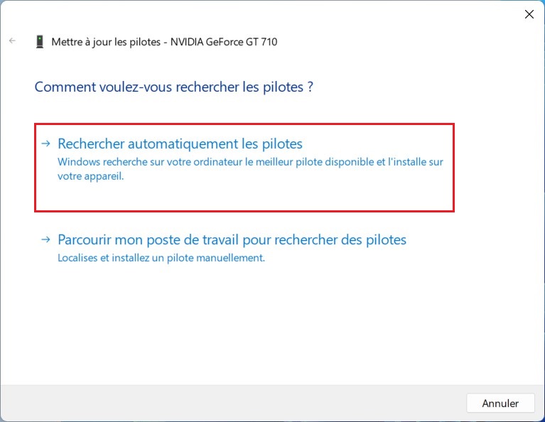 Rechercher automatiquement les pilotes