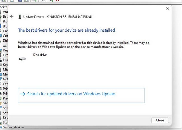Rechercher des pilotes mis à jour sur Windows Update