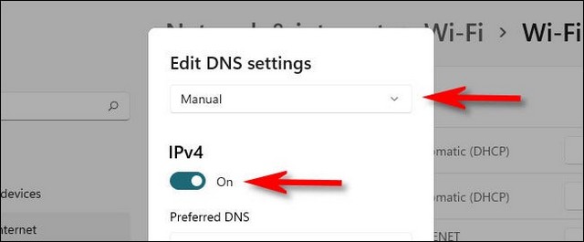 Sélectionner les paramètres DNS