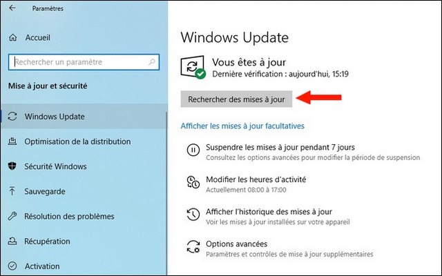 Utilisation de Windows Update sur Windows 10