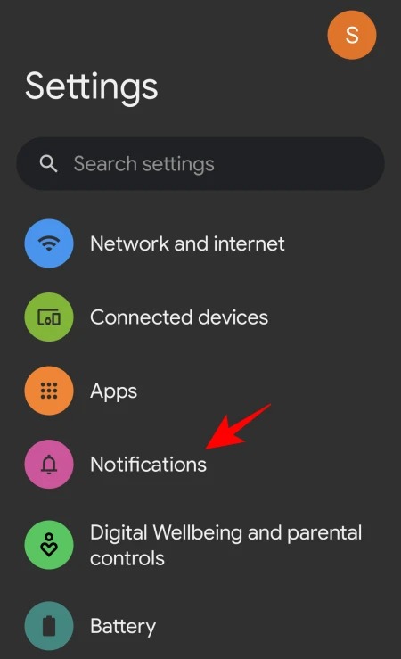 appuyez sur Notifications