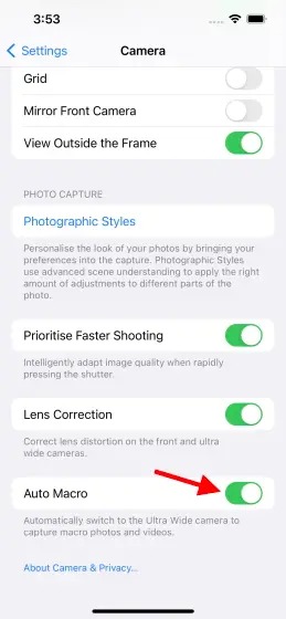 désactiver le mode macro