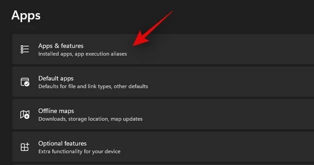 sélectionnez Applications et fonctionnalités