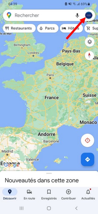 Appuyez sur l'icône de profil