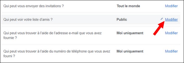 Cacher sa liste d'amis sur Facebook