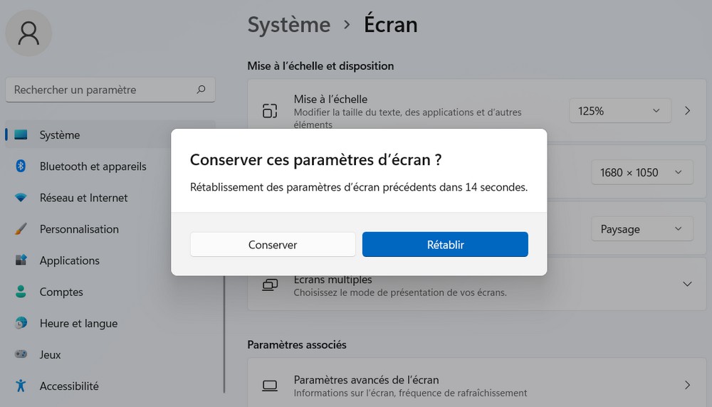 Changer la résolution d'écran sur Windows 11