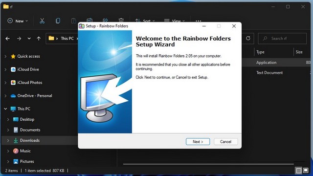 Cliquez sur Rainbow Folders