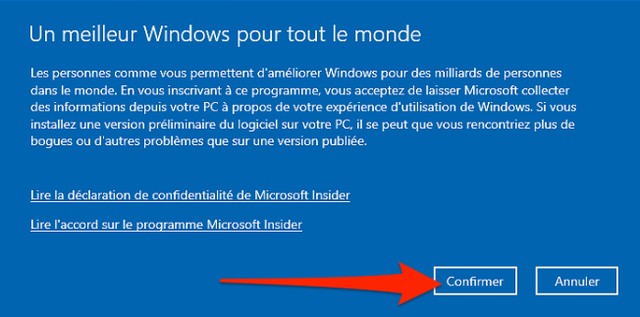 Cliquez sur le bouton Confirmer