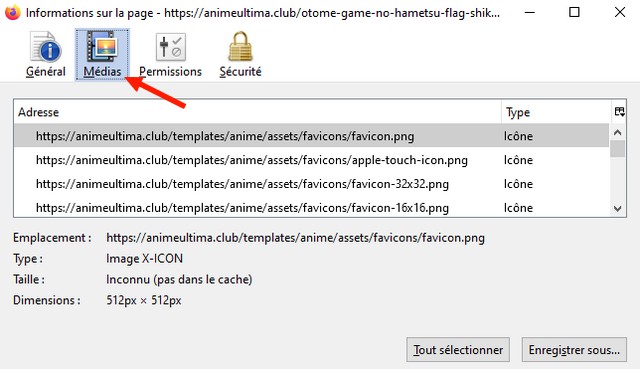 Cliquez sur l'onglet Médias