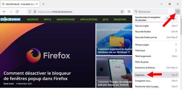 Cliquez sur l'option Imprimer