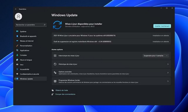 Comment afficher historique des mises à jour de Windows 11