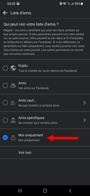 Comment cacher ma liste d'amis Facebook