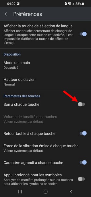 Comment désactiver le son du clavier sur Gboard