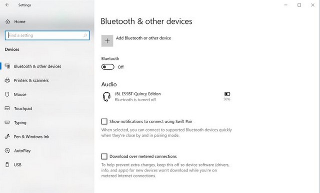 Désactiver Bluetooth à l'aide du menu Appareils