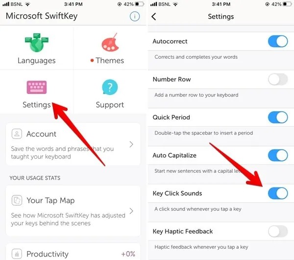 Désactiver le son du clavier sur SwiftKey sur iPhone