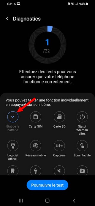 État de la batterie