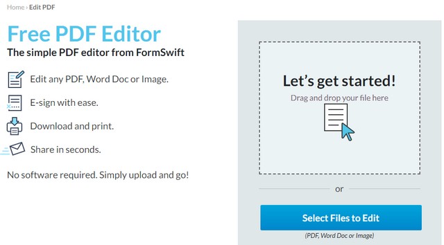 FormSwift Online Pdf Editor