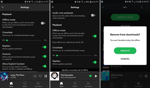 Mode hors ligne de Spotify