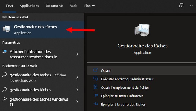 Ouvrez le Gestionnaire des tâches