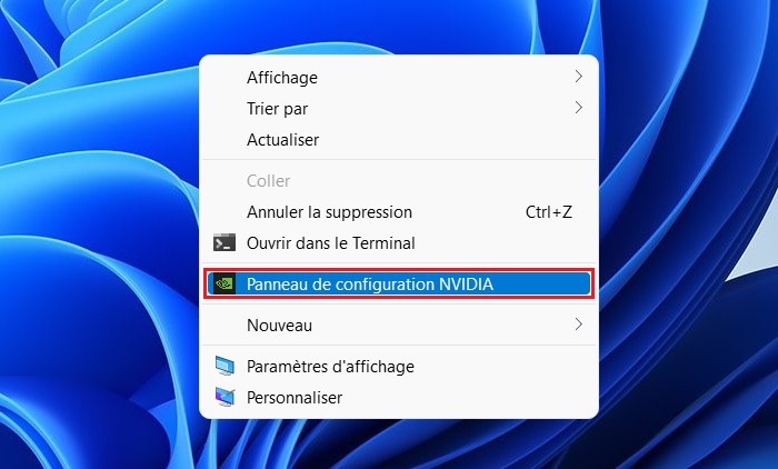 Panneau de configuration NVIDIA