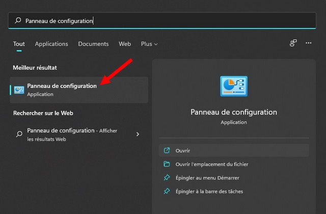 Panneau de configuration